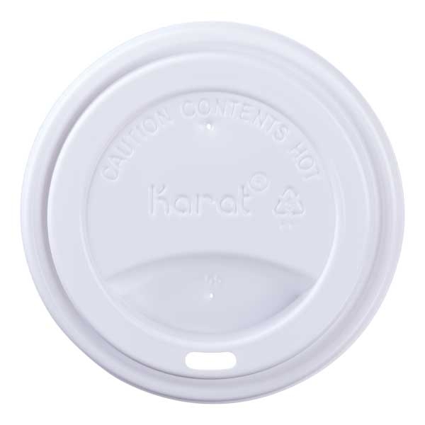 Karat White Polypropylene 90mm Sipper Dome Lid for 10 - 24 Ounce Paper Hot Cup -- 1000 per case