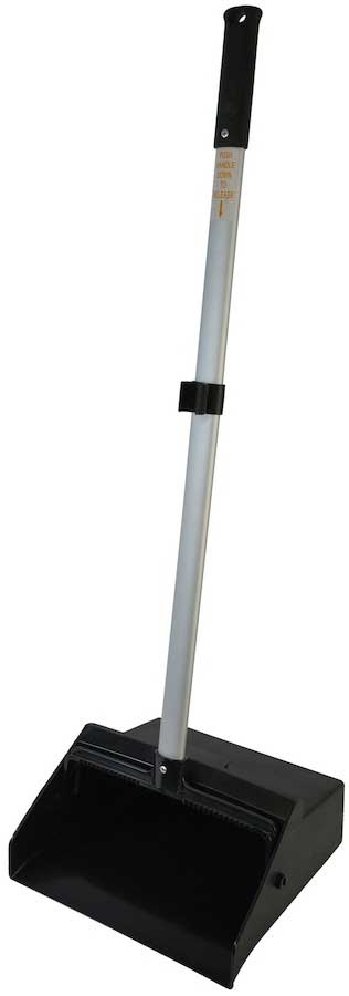 Janico Black Plastic Lobby Dust Pan with Aluminum Handle, 10.75 x 12 x 37 inch