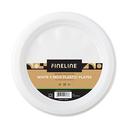 Fineline Settings ReForm White Polypropylene Round Plate, 9 inch -- 400 per case