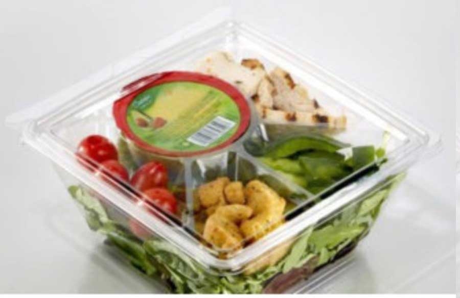 Lacerta Group PETE Clear 5 Compartment Insert for Large Square Bowl, 48 Ounce -- 675 per case