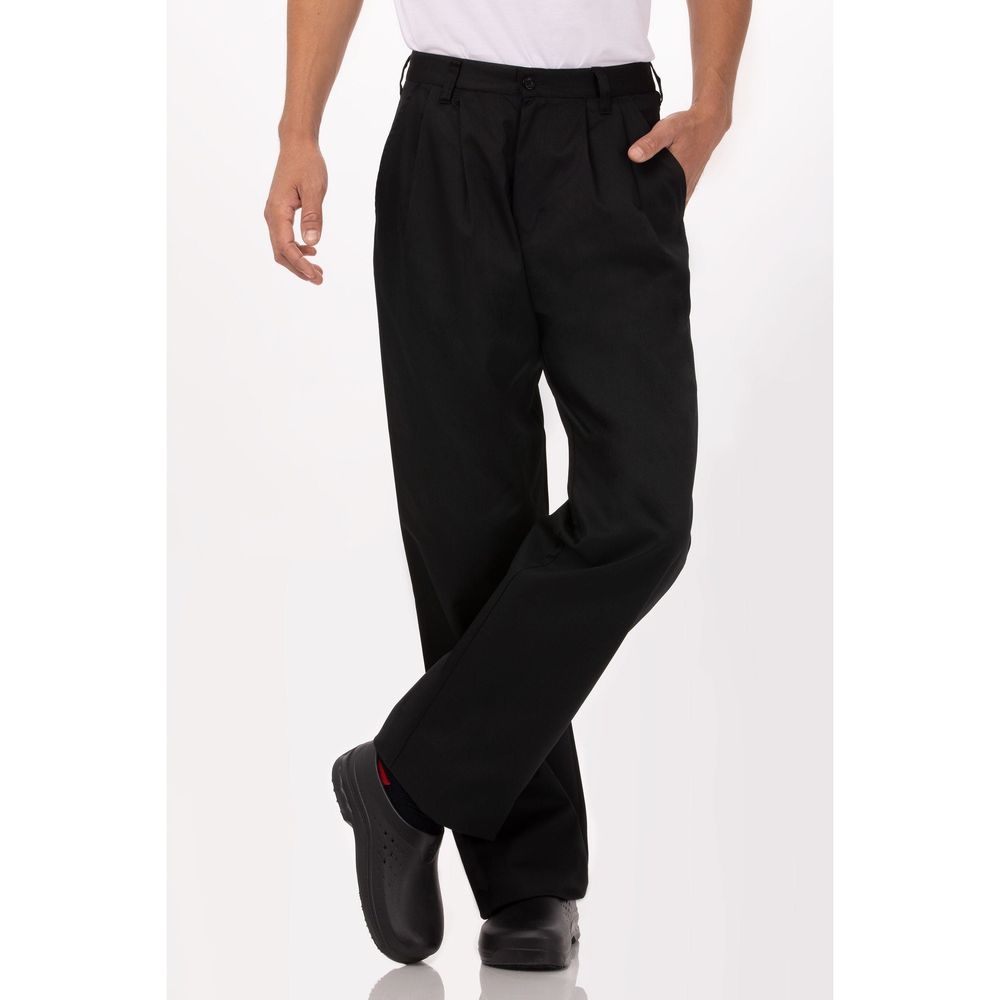Chef Works Black Classic Fit Basic Chef Pant for Men, 38 inch