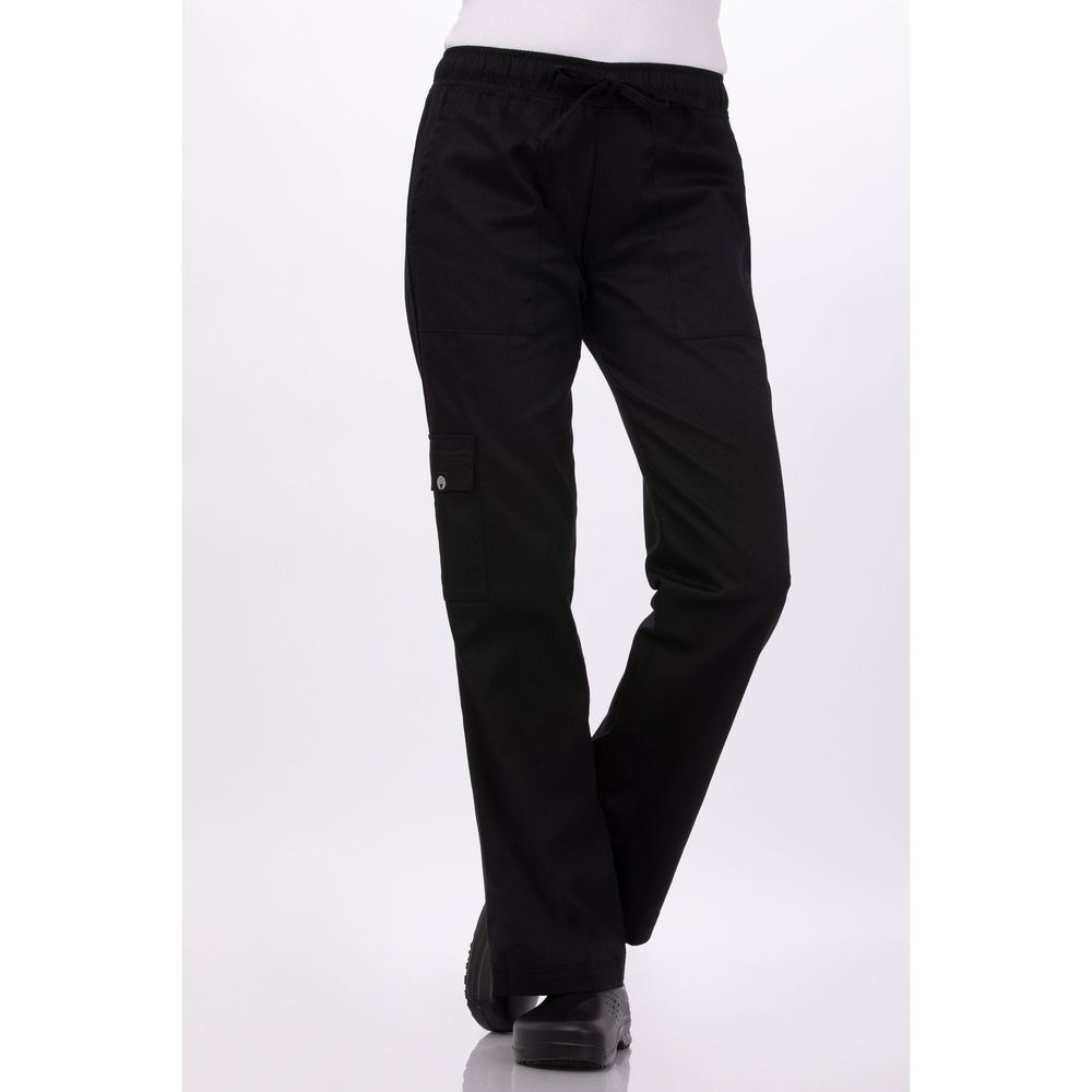 Chef Works Black Medium Classic Fit Cargo Chef Pant for Women