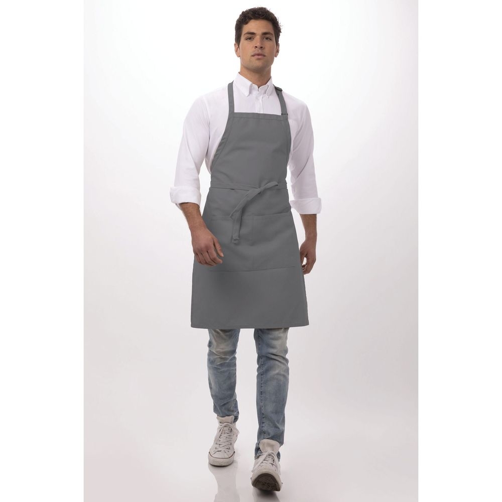 Chef Works Grey Butcher Apron, 34 inch Long x 24 inch Wide