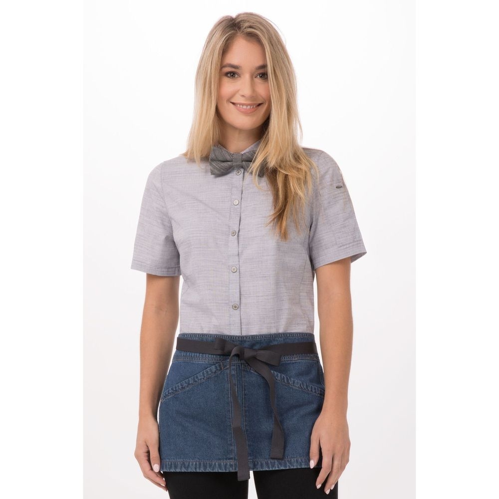 Chef Works Black Steel Grey Crosshatch Bow Tie