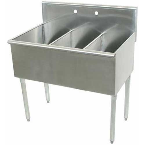 600 Series Stainless Steel Square Corner Scullery Budget Sink with 3 Compartment.21X48 48 inch O.A..