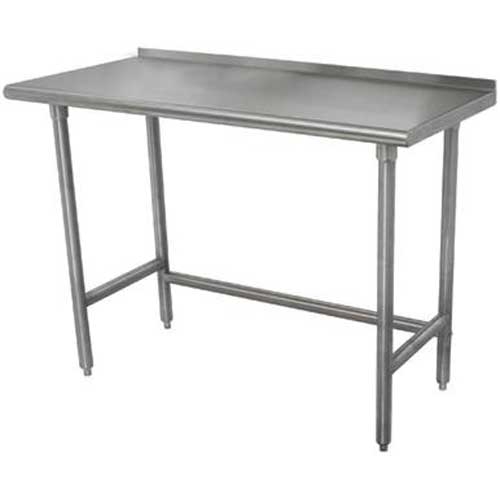 Wood Top Table with Open Galvanized Base, 30 x 60 inch.