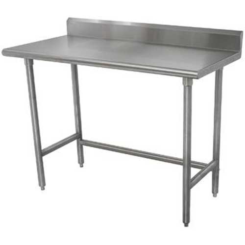 Standard Stainless Steel Work Table, 5 inch Back Splash With Stainless Steel Legs, Open Base, 30 x 24 inch.