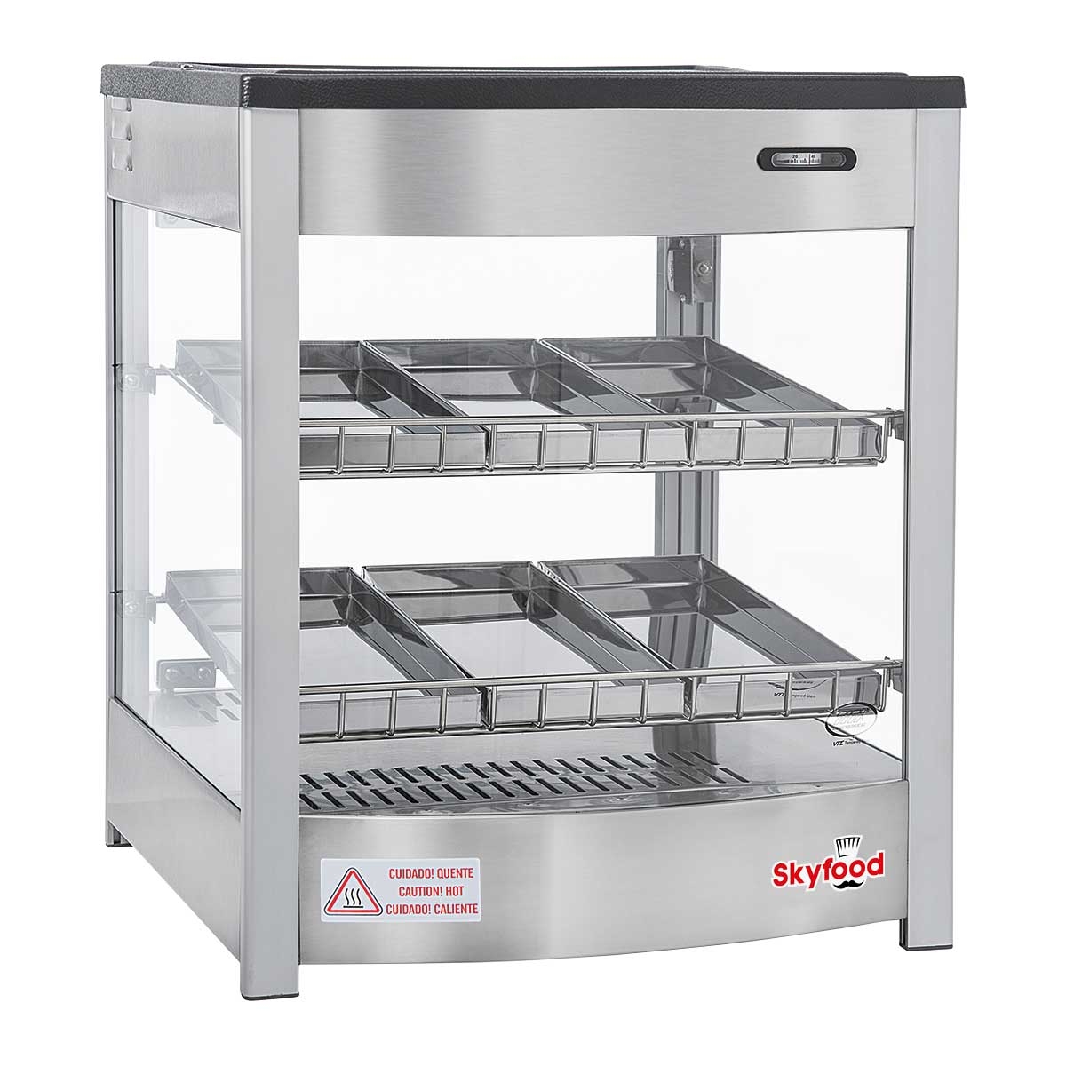 Skyfood Countertop Steam Line Food Warmer Display Case with Two Shelves, 18 7/8 x 18 x 21 7/8 inch