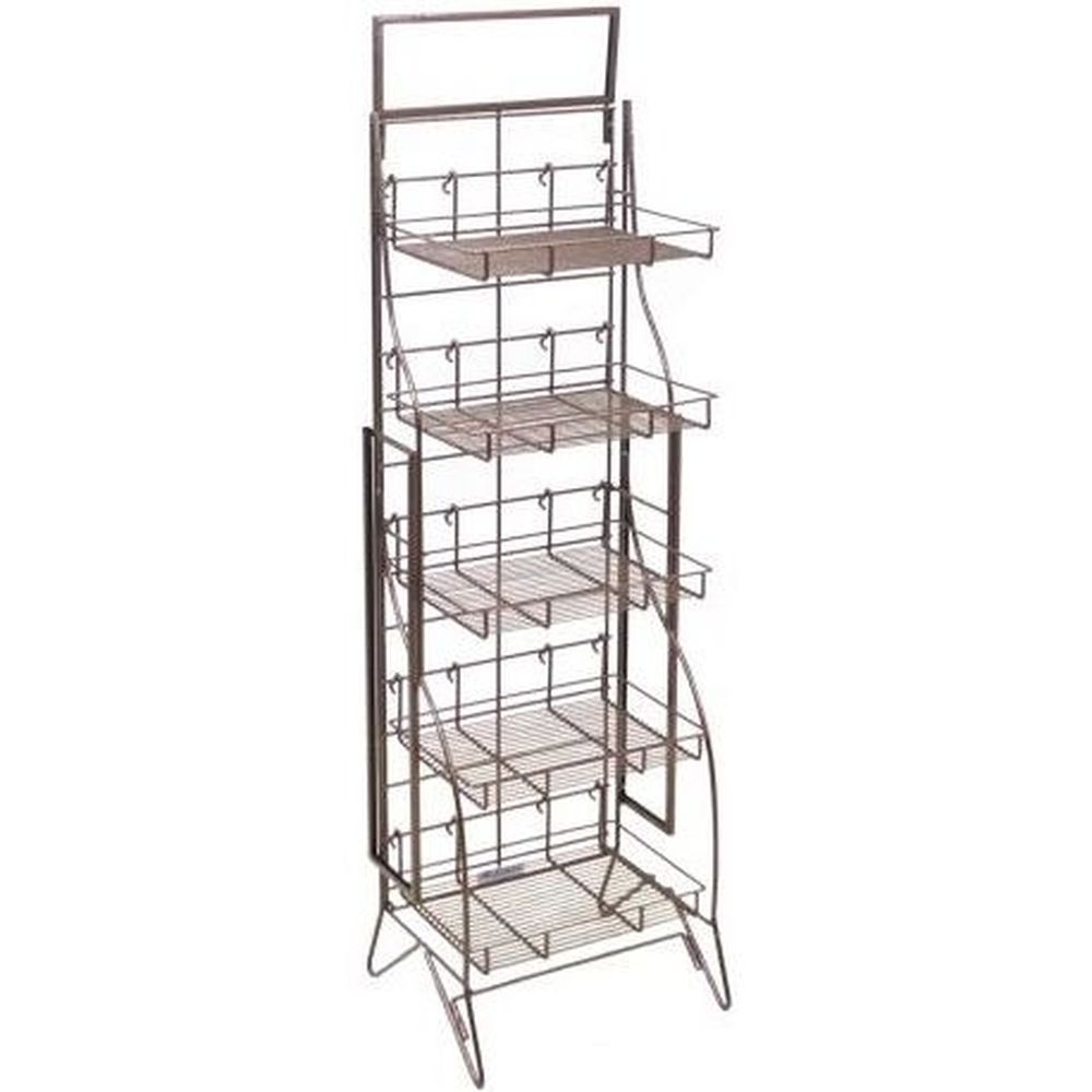 Mobile Merchandisers Bronze Hammertone Frame 5-Shelf Fold-Up Wire Display, 16 x 53 x 14 inch