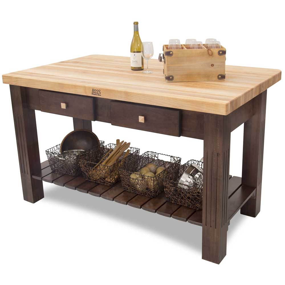 John Boos Grazzi Basil Green Base Hard Maple Edge Grain Top Table, 60 x 28 x 2 1/4 inch.