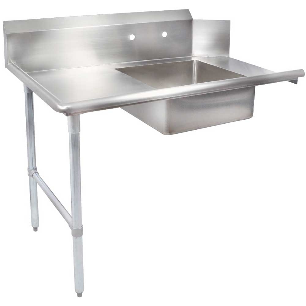 John Boos 16 Gauge Stainless Steel Soiled Dishtable with Galvanized Left Leg, 132 inch.