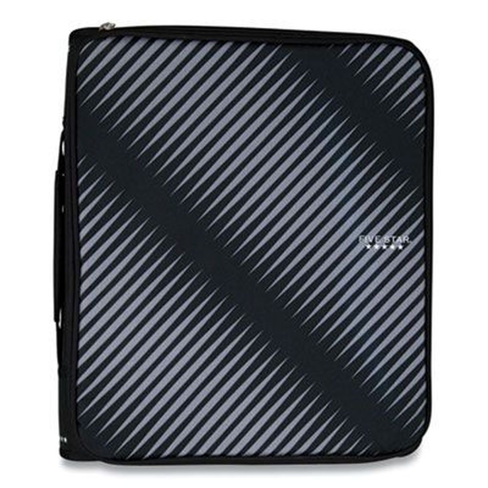 Five Star Black/Gray Zebra Print Design 3 Rings 2 inch Capacity Zipper Binder, 11 x 8.5 inch
