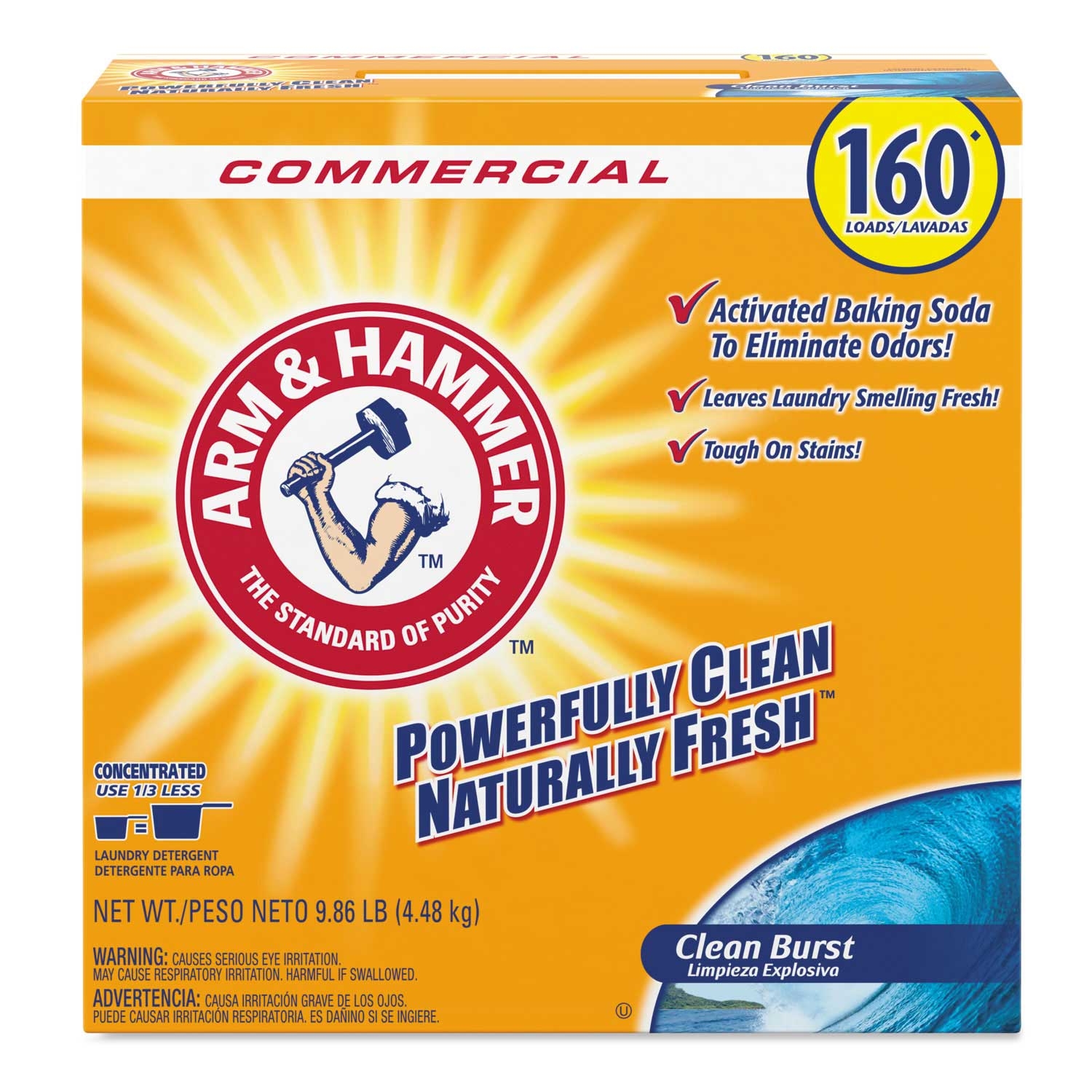 Arm and Hammer Powerfully Clean Naturally Fresh Clean Burst Powder Laundry Detergent, 9.86 Pound -- 3 per case