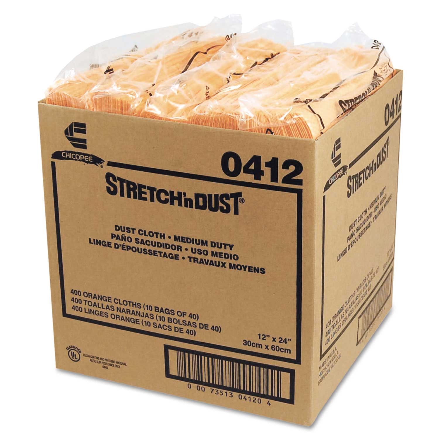 Stretch n Dust Yellow Medium Duty Dust Cloth, 11 5/8 x 24 inch - 40 per pack -- 10 packs per case