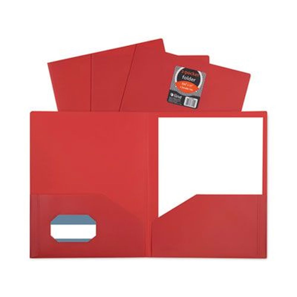 C-Line Red Two-Pocket Heavyweight Poly Portfolio Folder, 11 x 8.5 inch -- 25 per box