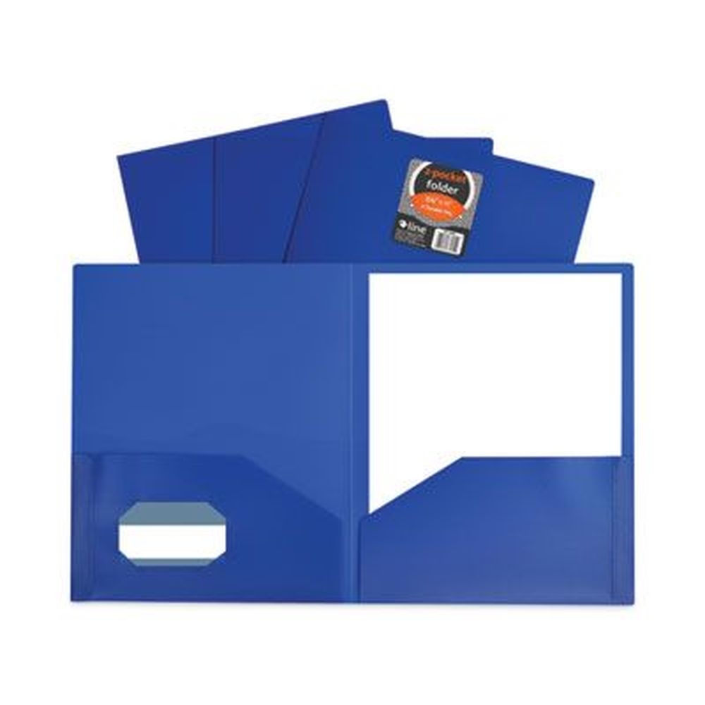 C-Line Blue Two-Pocket Heavyweight Poly Portfolio Folder, 11 x 8.5 inch -- 25 per box