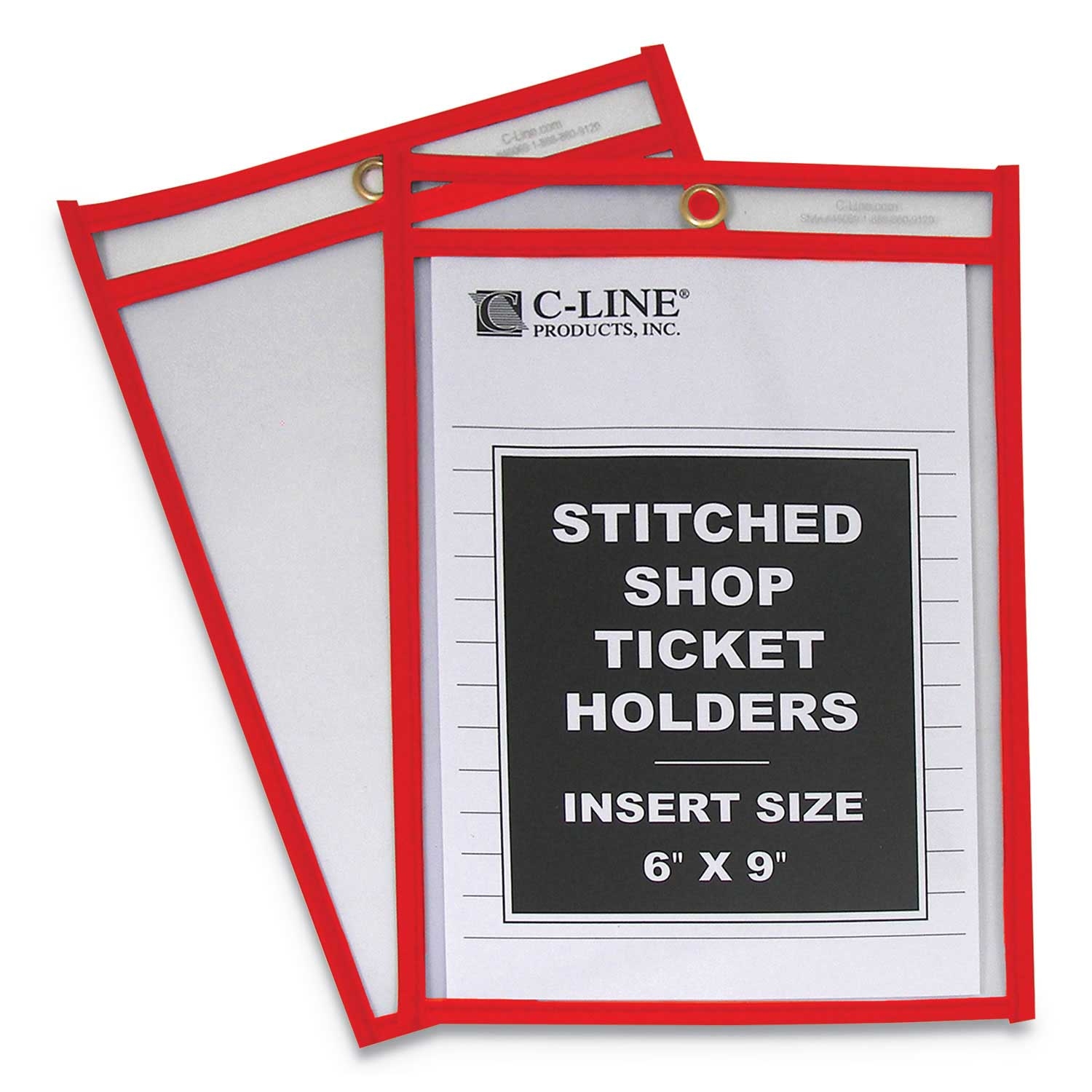 C Line Red Both Sides Clear Neon Stitched Top Load Super Heavy Shop Ticket Holder - 25 per box -- 1 box per case