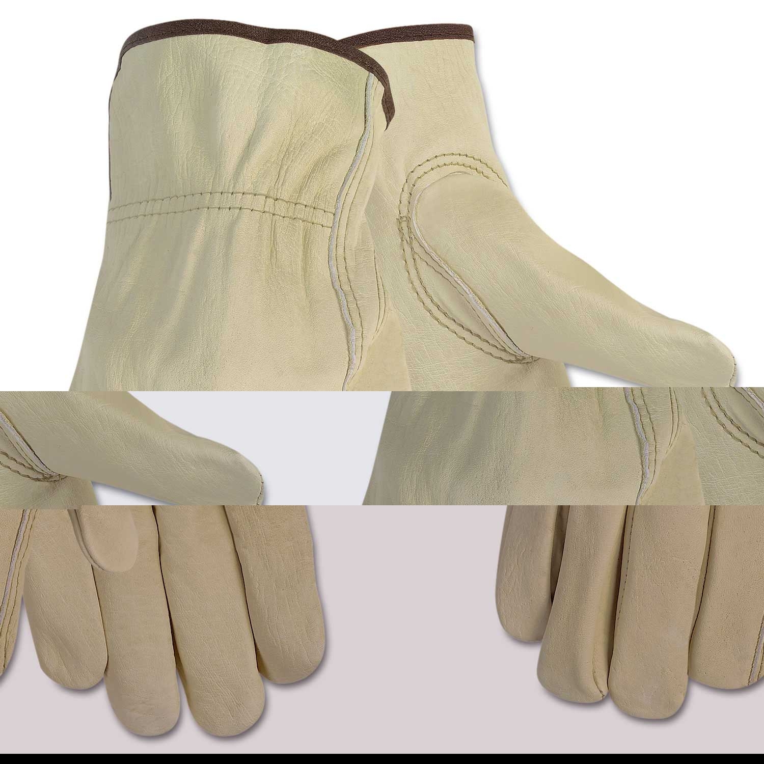 MCR Safety Medium Beige Economy Leather Driver Gloves -- 1 pair