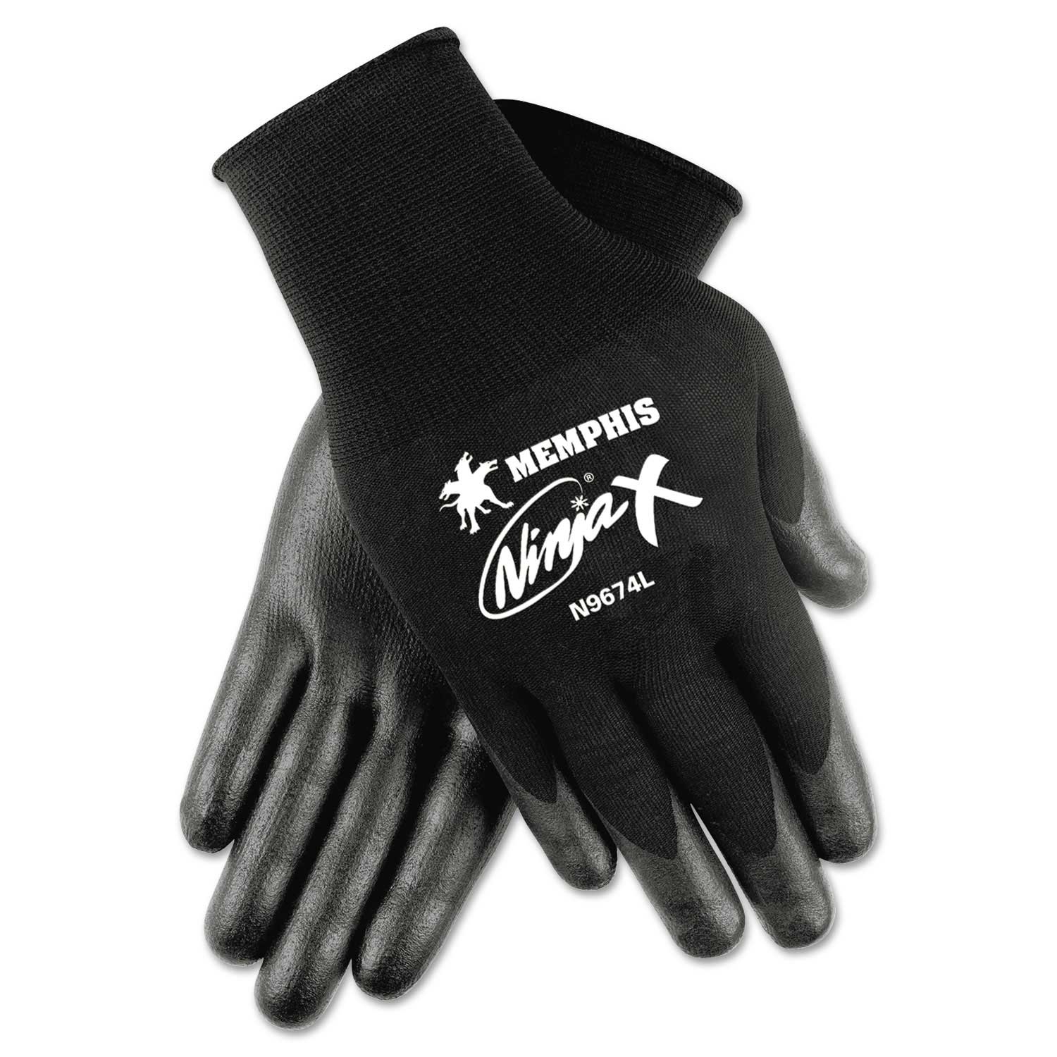 MCR Safety Extra Large Black Ninja X Bi-Polymer Coated Gloves -- 1 pair