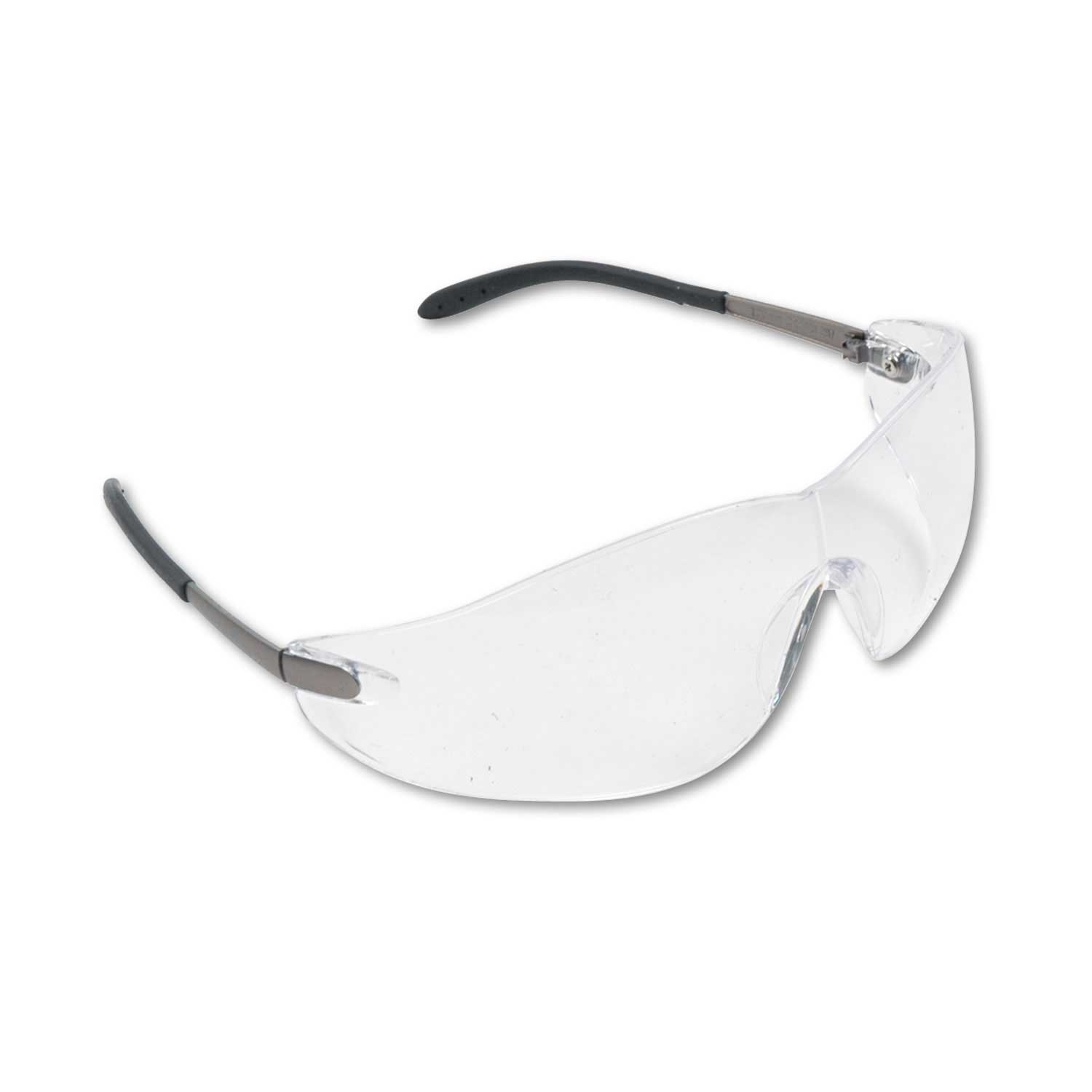MCR Safety Blackjack Wraparound Safety Glass with Chrome Plastic Frame and Clear Lens - 12 per box -- 1 box