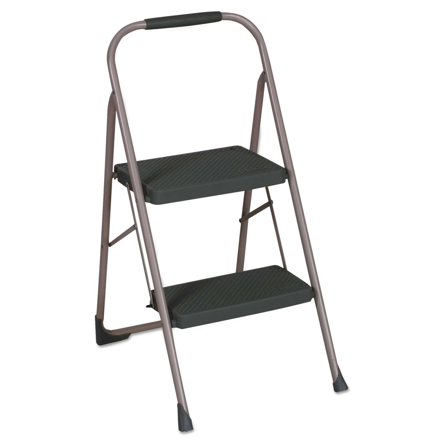 Cosco Black and Gray Two Step Big Step Folding Step Stool, 22 inch Spread