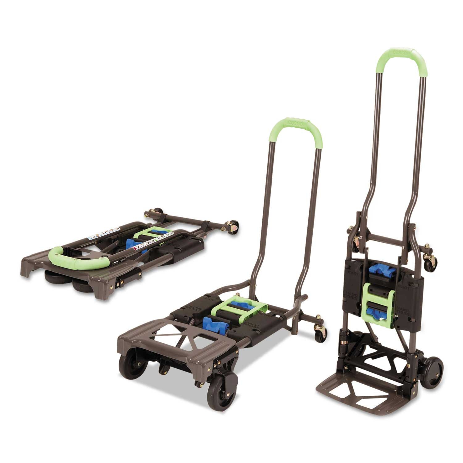 Cosco Blue and Green Shifter 2 in 1 Multi Position Folding Hand Truck and Cart, 16.63 x 12.75 x 49.25 inch
