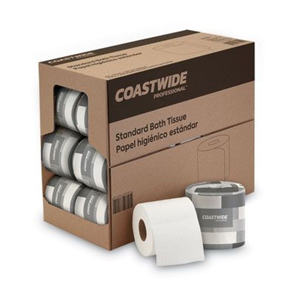 Coastwide Professional Septic Safe White 2-Ply Standard Toilet Paper, 3.3 x 4 inch - 400 sheets per roll -- 24 rolls per case