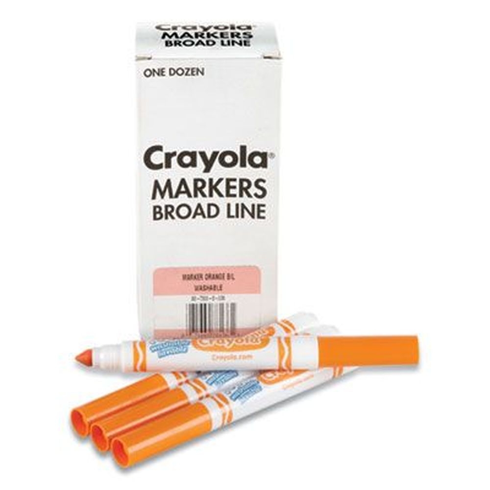 Crayola Orange Broad Bullet Tip Broad Line Washable Marker -- 12 per box