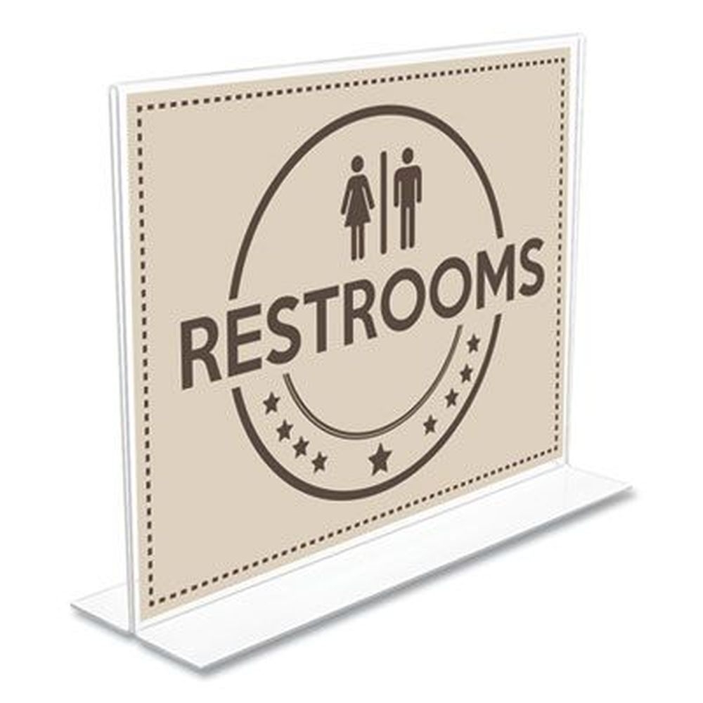 deflecto Clear Anti-Glare Stand Up Double Sided Sign Holder, 8.5 x 11 inch