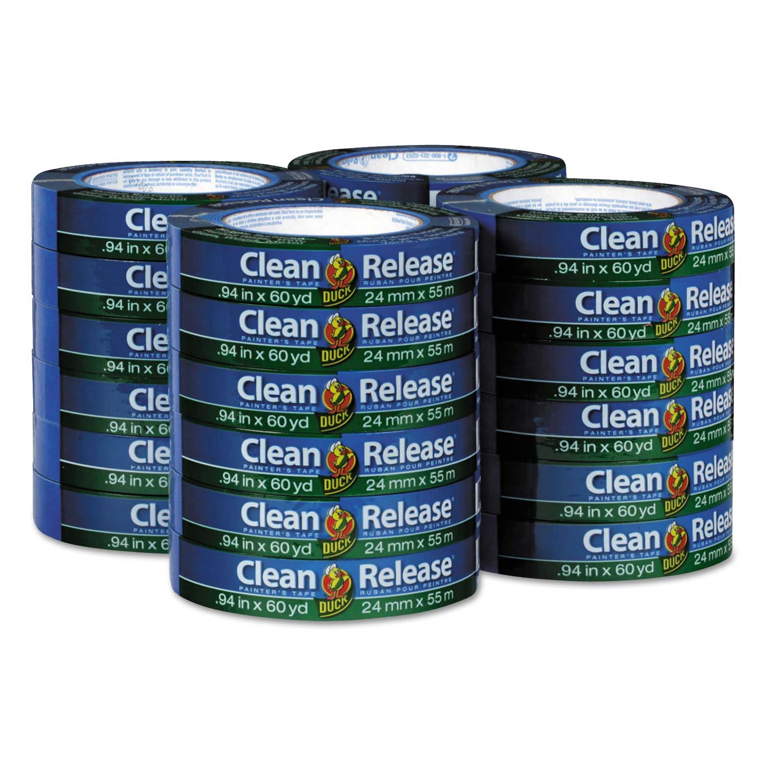 Duck Blue Clean 3 inch Core Release Painters Tape, 0.94 inch x 60 Yard -- 24 per case