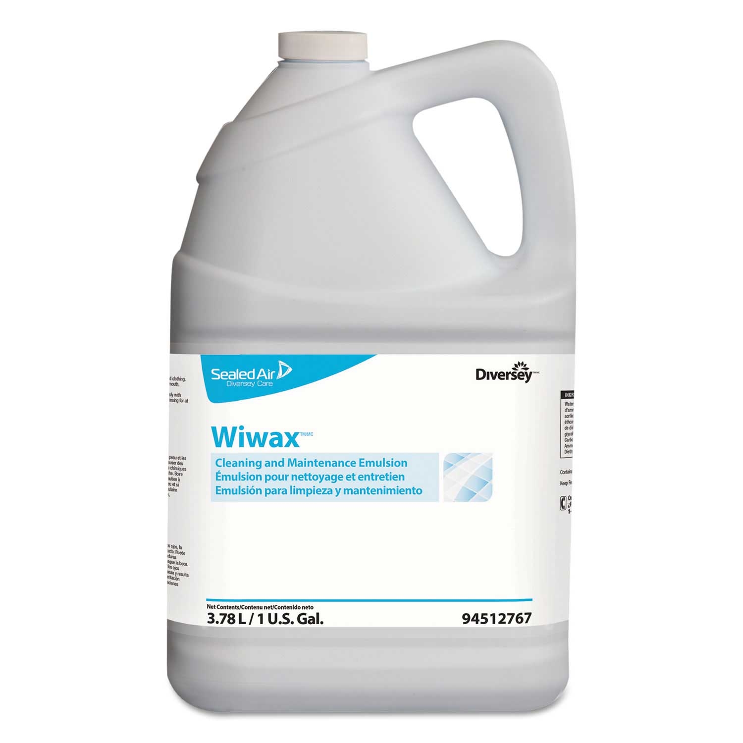 Diversey Wiwax Characteristic White Cleaning and Maintenance Emulsion Liquid, 1 Gallon Bottle -- 4 per case