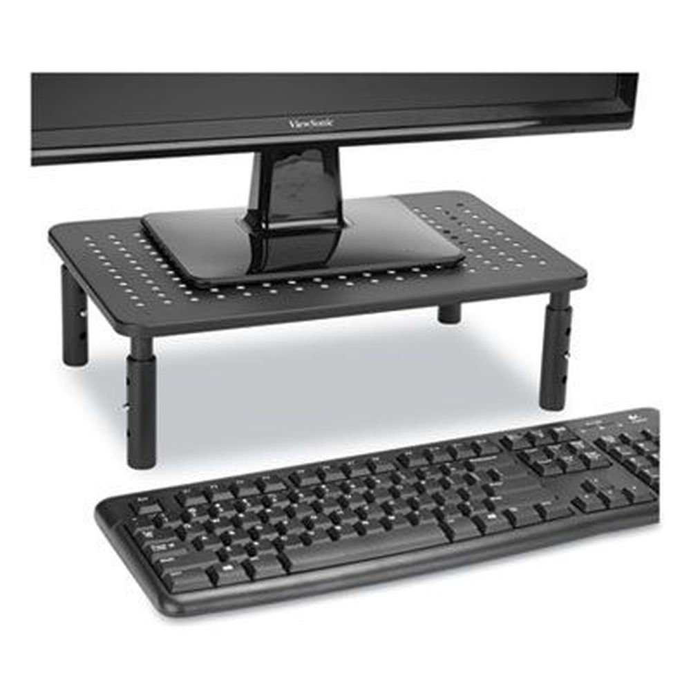 Mind Reader Black Adjustable Rectangular Monitor Stand, Supports 44 Pound