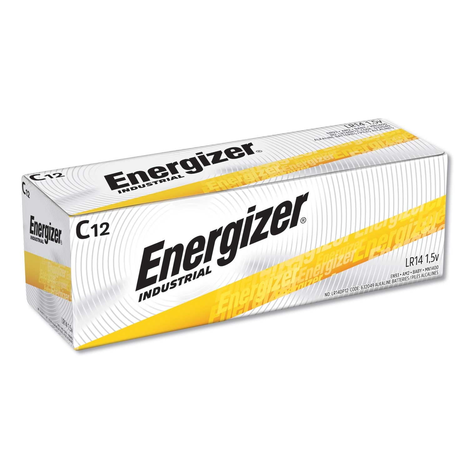 Energizer Industrial 1.5 Volt Alkaline C Battery - 12 per box -- 1 box per case