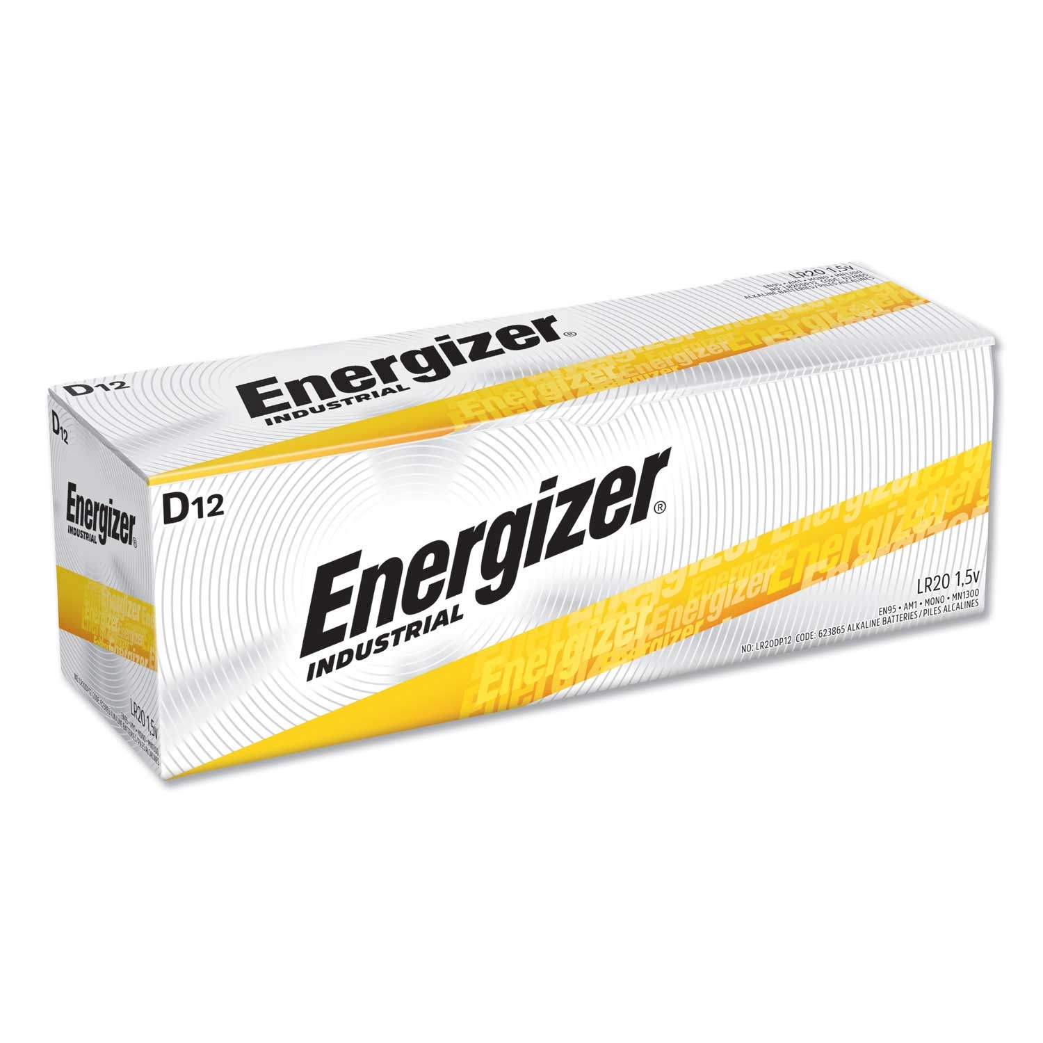 Energizer Industrial 1.5 Volt Alkaline D Battery - 12 per box -- 1 box per case