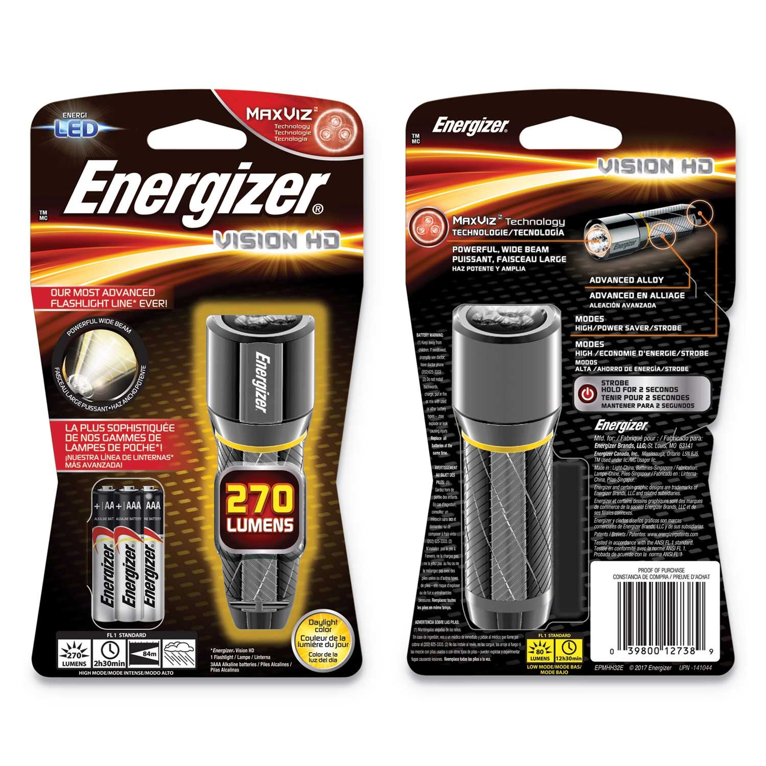 Energizer Silver Alkaline Vision HD Flashlight