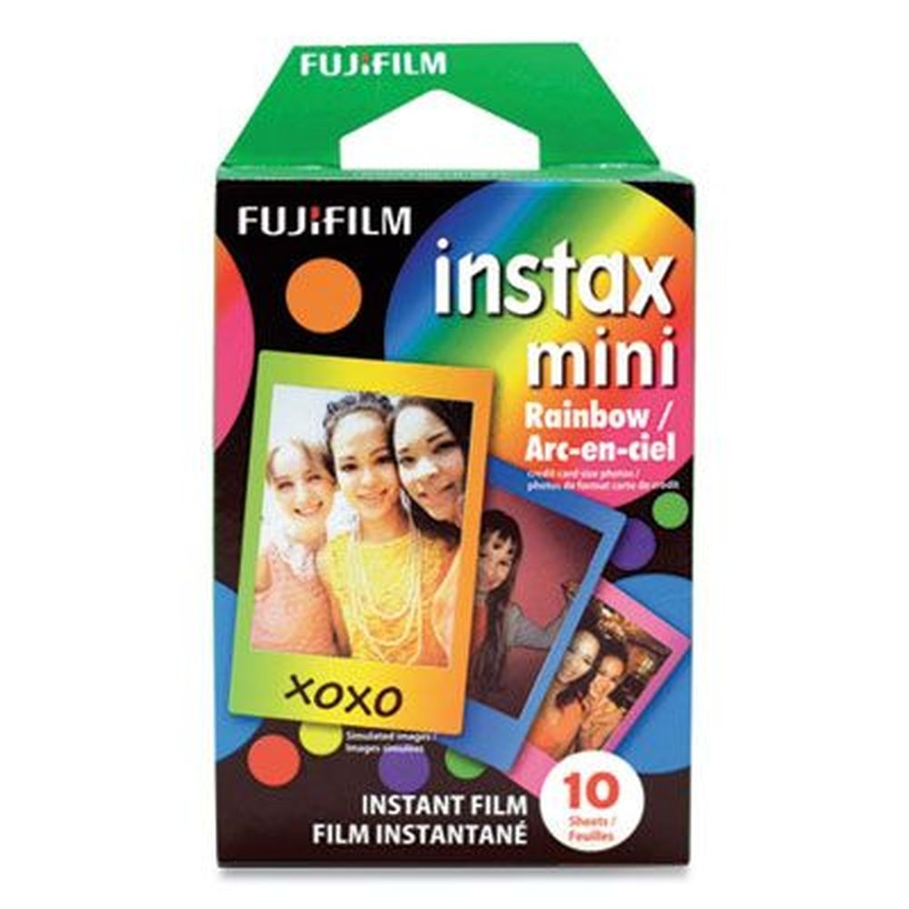 Fujifilm 800 ASA Color Instax Mini Rainbow Instant Film, 10 Sheets