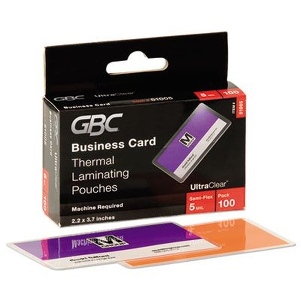 GBC Gloss Clear 5 Mil Ultraclear Thermal Laminating Pouch, 3.69 x 2.19 inch -- 100 per box