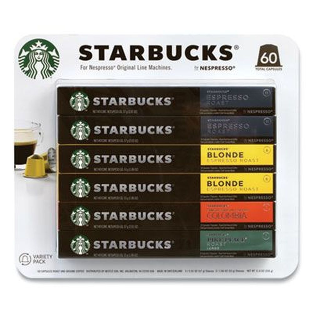 Starbucks By NESPRESSO Blonde Espresso/Colombia/Espresso/Pikes Place Coffee Pod - Variety Pack, 60 pods per pack