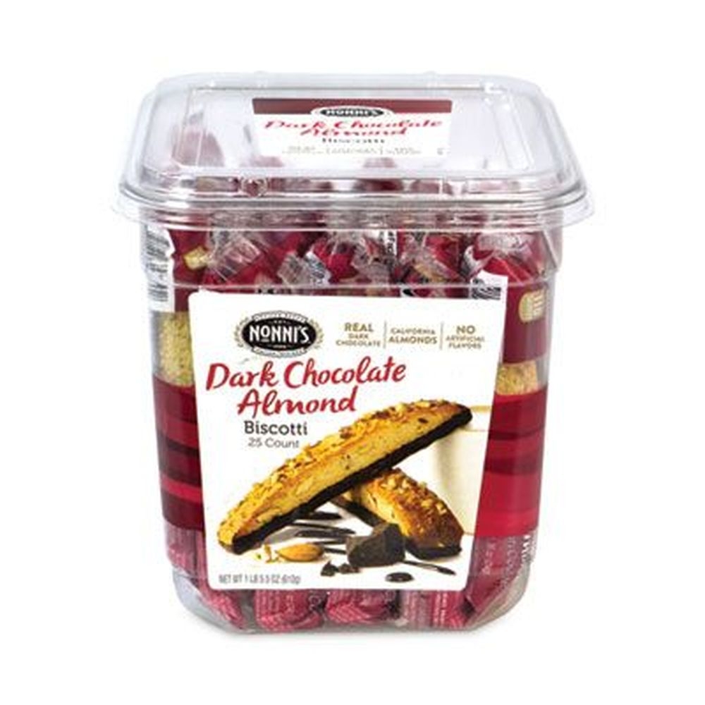 Nonnis Dark Chocolate Almond Biscotti, 1 Pound 5 Ounce Tub