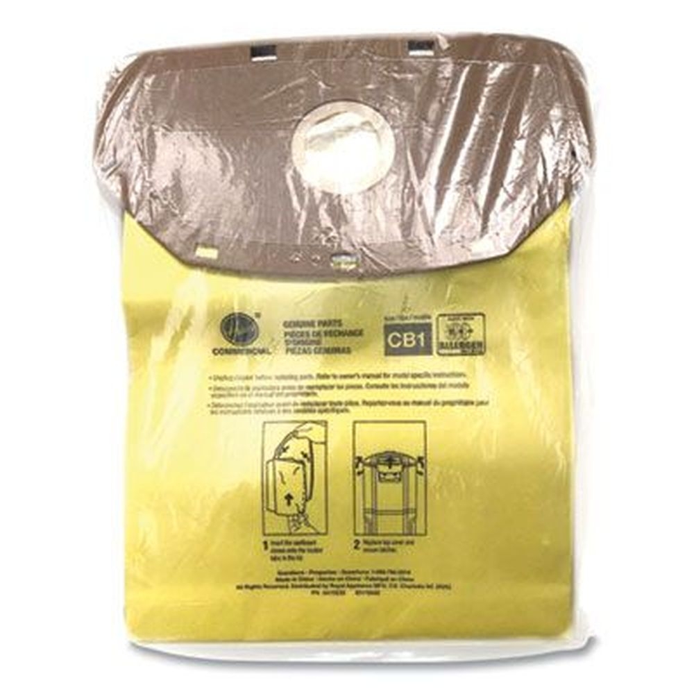 Hoover Commercial Allergen Cb1 Disposable Closed Collar Vacuum Bag -- 10 per pack