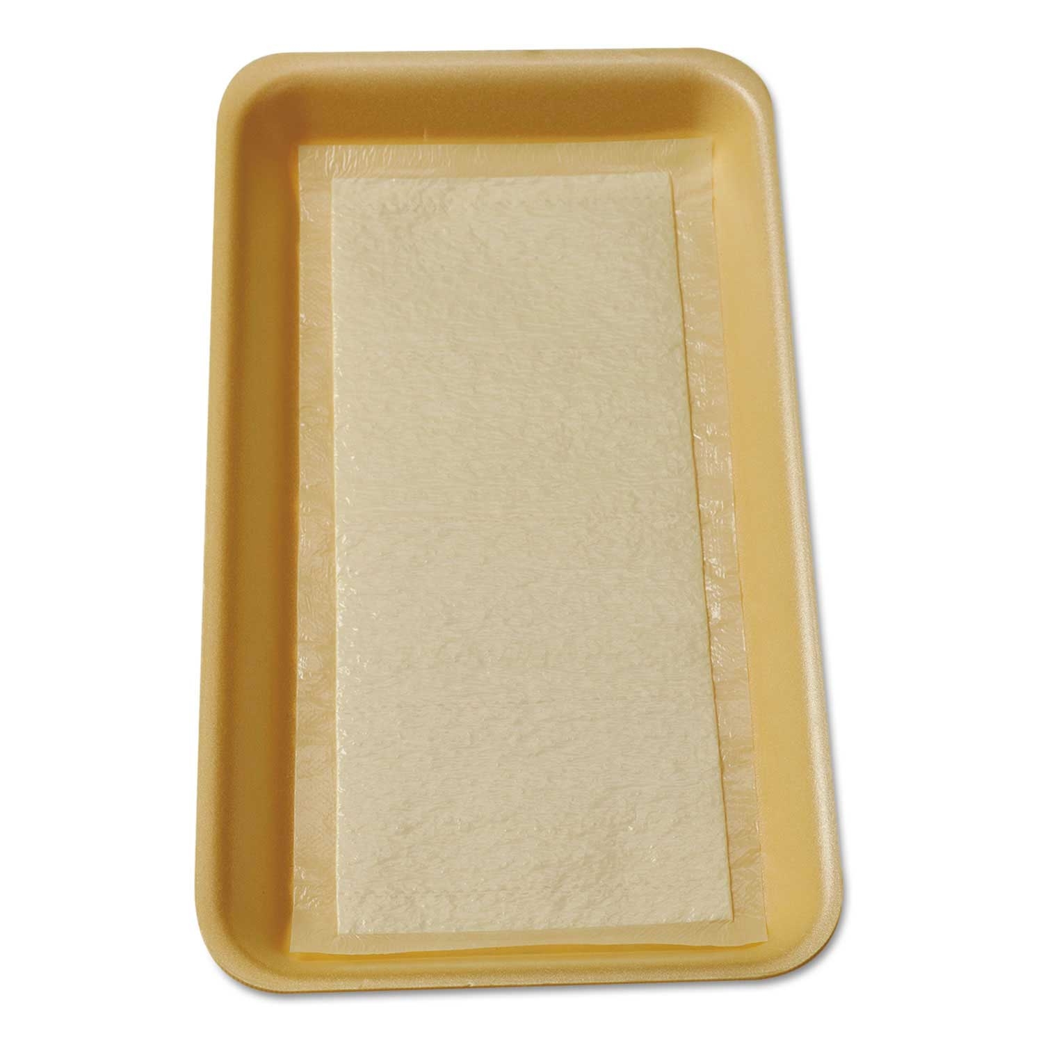 International Tray Pads White/Yellow Meat Tray Pad, 6 inch Wide X 4 1/2 inch Depth -- 1000 per case