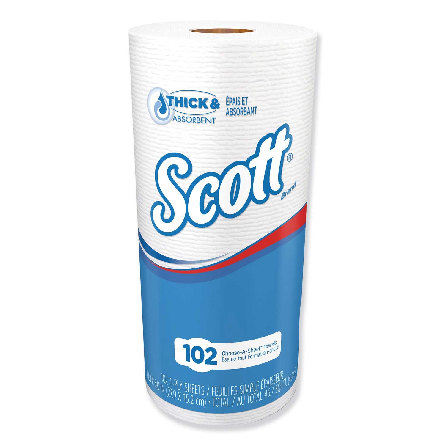 Scott Choose-A-Sheet Mega Roll 1-Ply White Paper Towel, 11 x 4.8 inch - 102 per roll -- 24 rolls per case