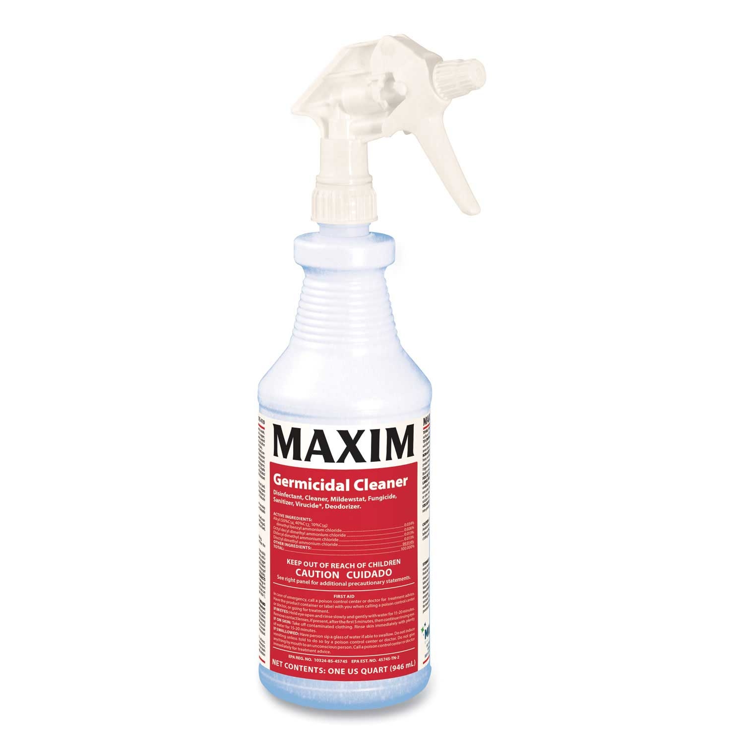 Maxim Lemon Scent Germicidal Cleaner, 32 Ounce Bottle -- 12 per case