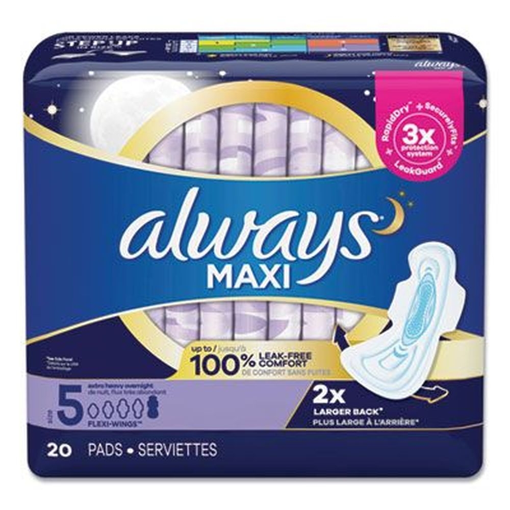 Always Extra Heavy Overnight Maxi Pad -- 20 per pack