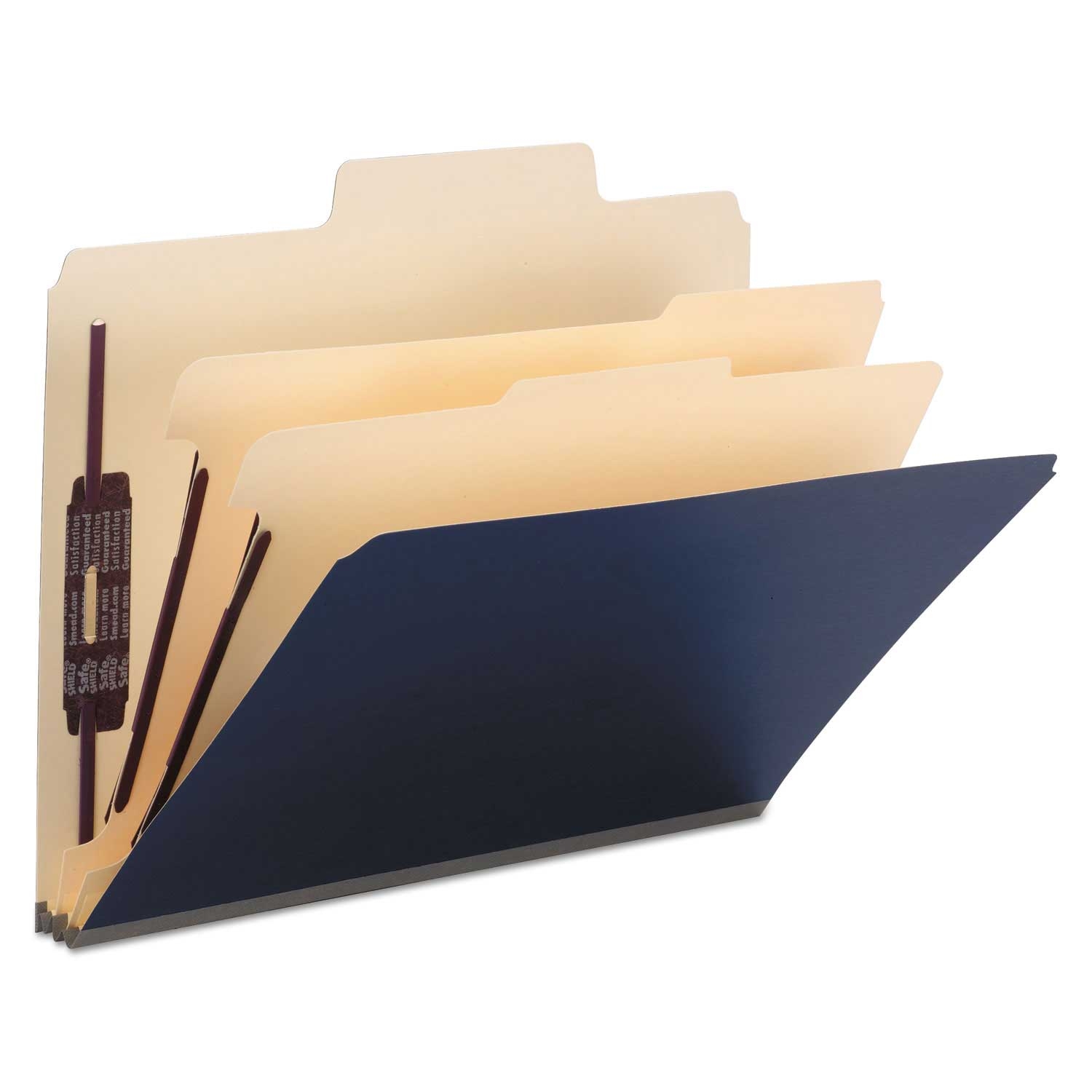 Smead Safeshield Coated Fastener Technology Dark Blue Supertab Colored Classification Folder - 10 per box -- 1 box