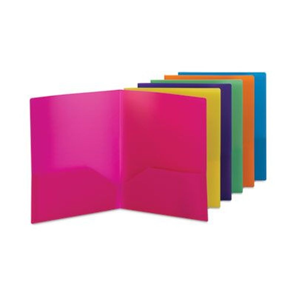 Smead Assorted Poly Two-Pocket Folder, 100 Sheet Capacity -- 6 per pack