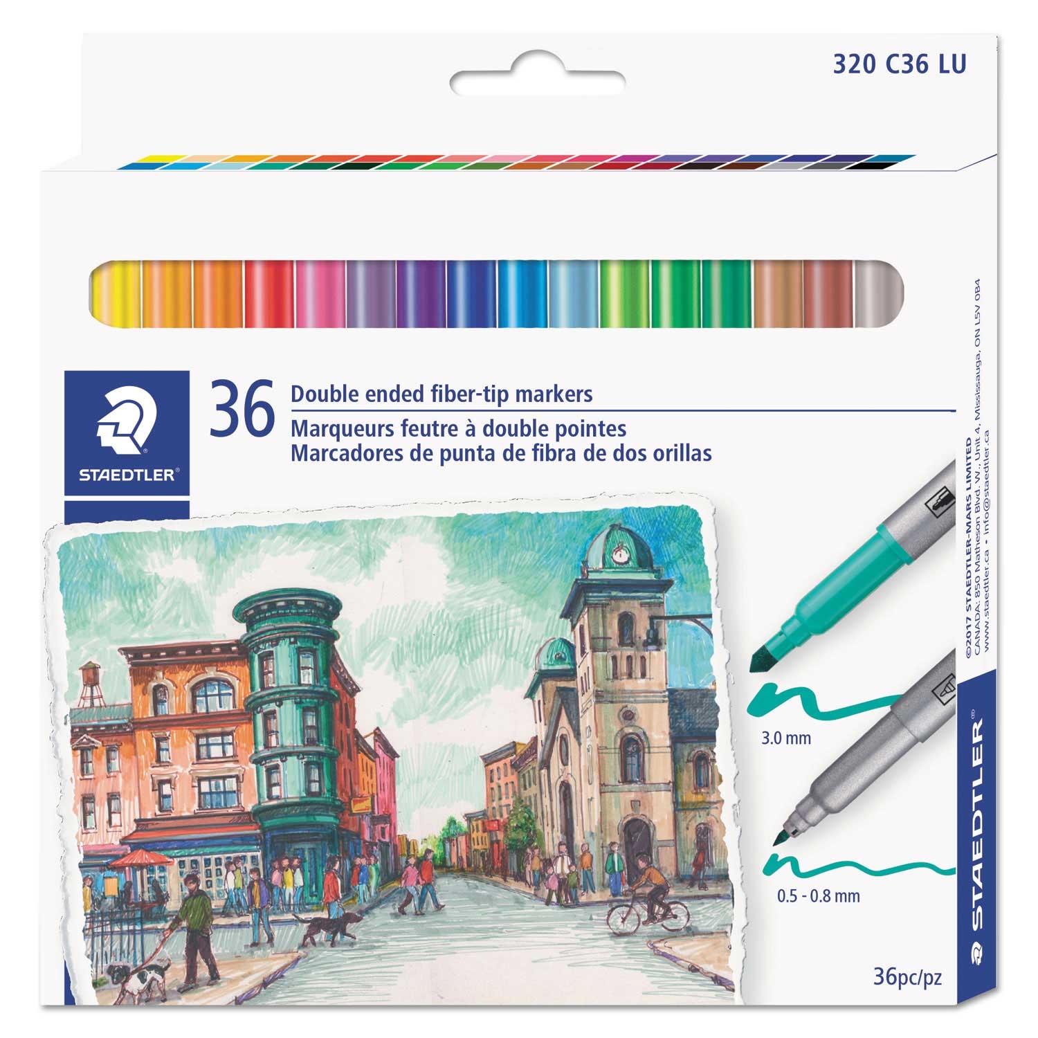 Staedtler Assorted Bullet Tips Double Ended Marker - 36 per pack -- 1 pack