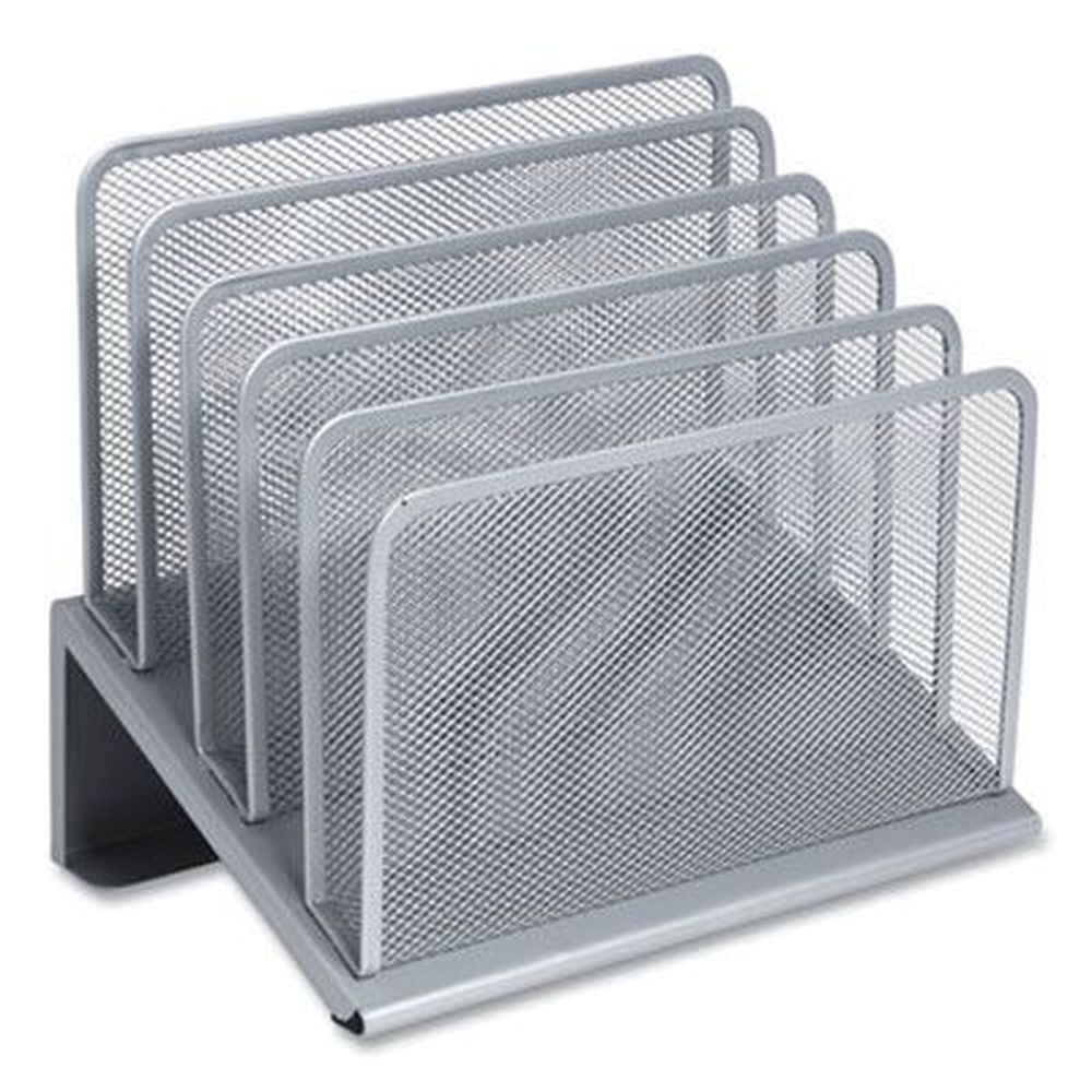 Tru Red Silver Open Design 5 Sections Letter-Size Wire Mesh Incline Sorter, 7.72 x 11.65 x 10.83 inch