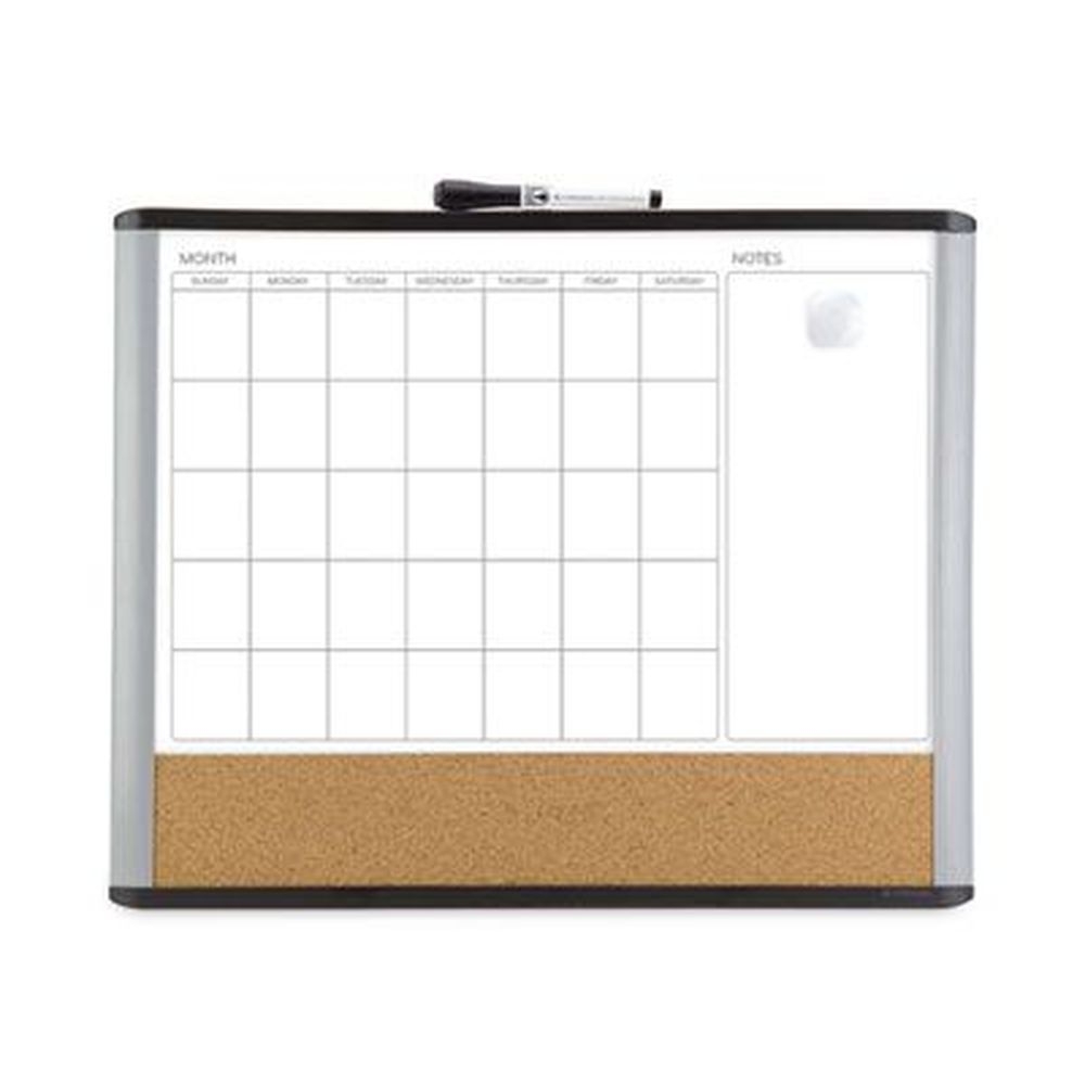 U Brands White Surface Gray/Black Plastic Frame 3 N 1 Magnetic Mod Dry Erase Board, 20 x 16 inch