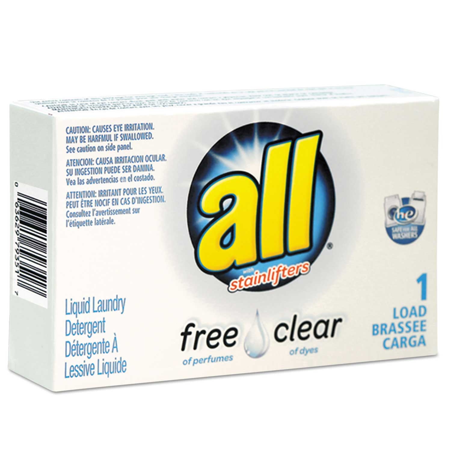 All Free Unscented Clear HE Liquid Laundry Detergent, 1.6 Ounce -- 100 per case